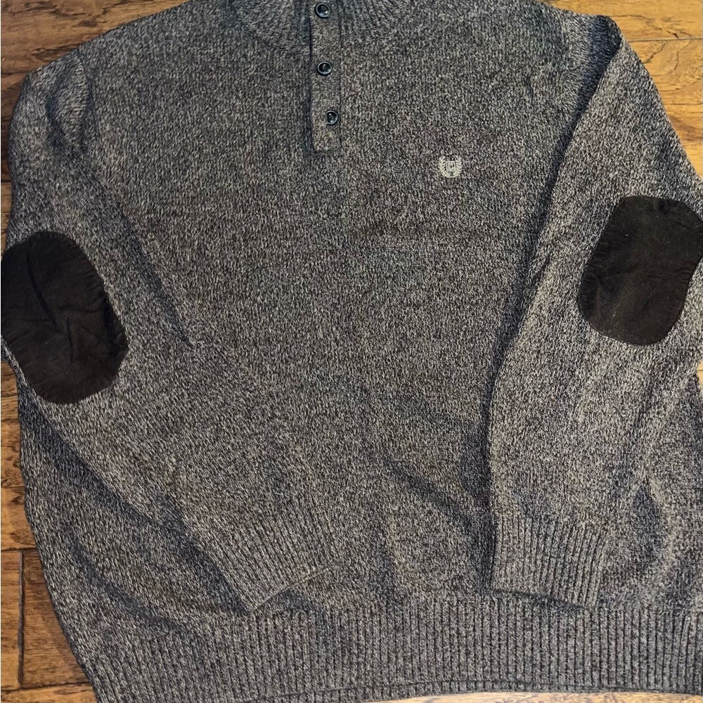Men's Brown Chaps Sweater with Elbow Patches
